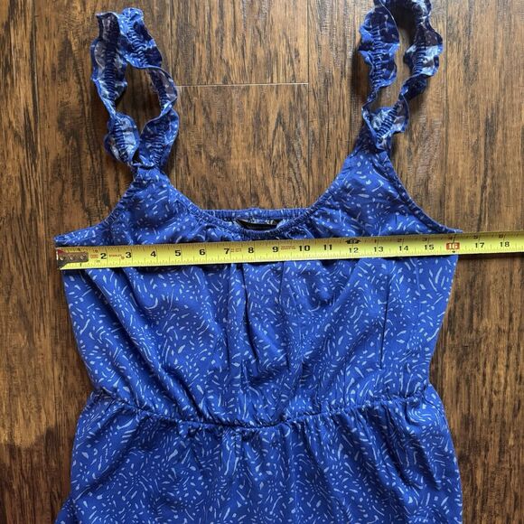Banana Republic Dress Blue Summer Dress Mini Ruffle Size Medium Petite Casual - Picture 5 of 9